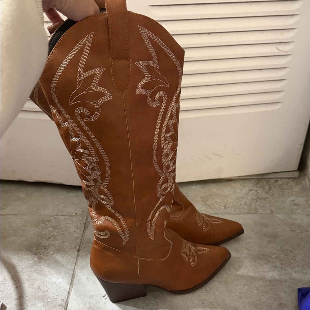 Brown Western Embroidered Women's Cowboy Boots #0… - image 3